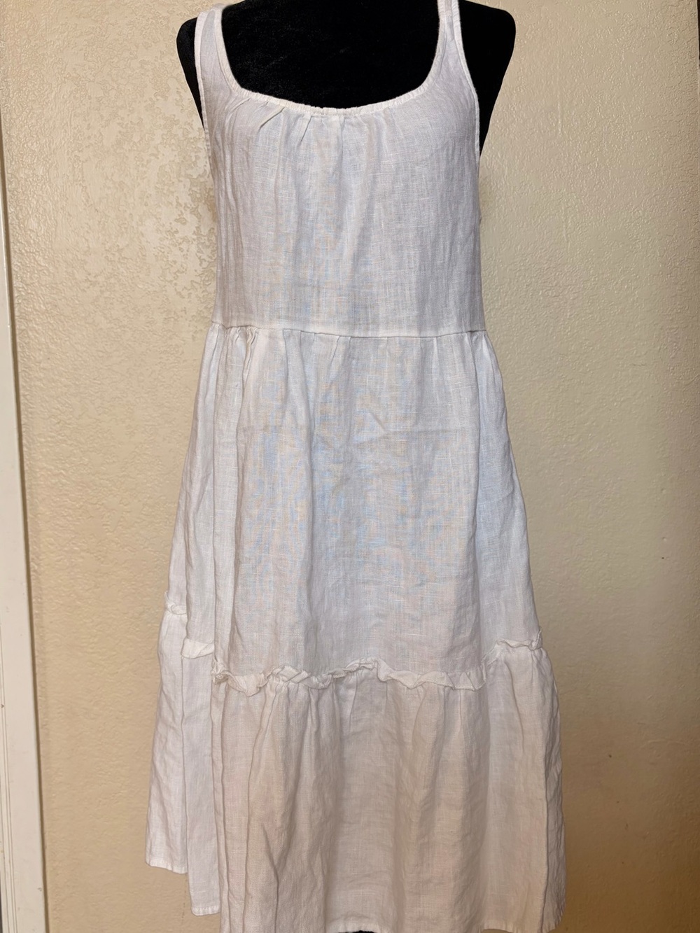 Saks Fifth Avenue White Sleeveless Tiered Cotton Dress